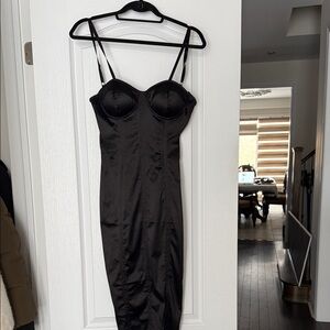 Elegant Black Satin Dress